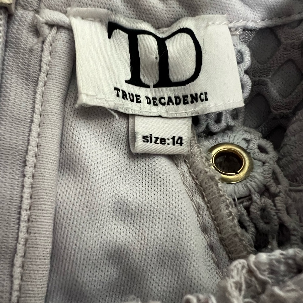 True Decadence Gray Jacquard Ruffle Mini Dress Size 10 Wedding Guest - Picture 4 of 5